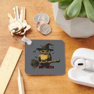 Owl Witch Spooky Cute Halloween Magic Bird  Keychain
