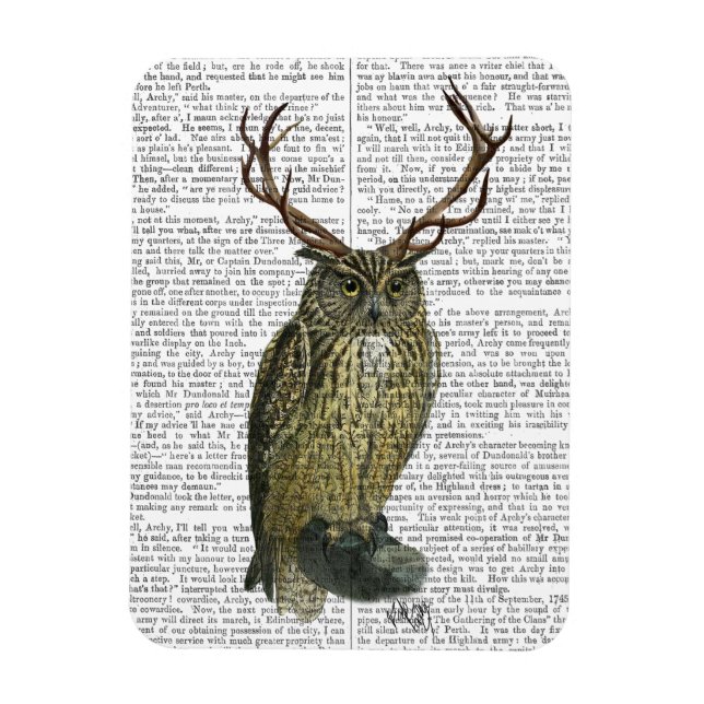 Owl with Antlers plain 2 Magnet (Vertical)