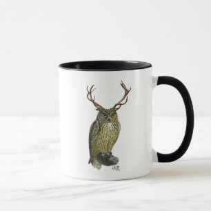 Owl with Antlers plain 2 Mug
