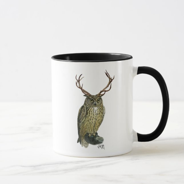 Owl with Antlers plain 2 Mug (Right)