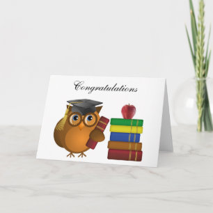 Owl with Books, Congratulations Greeting Card