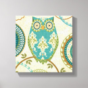 Owl with Circular Patterns Canvas Print