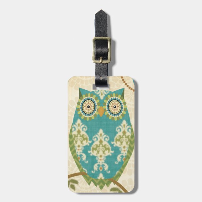 Owl with Circular Patterns Luggage Tag (Front Vertical)