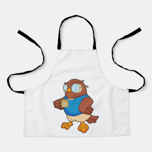 Owl with Coffee mug Apron
