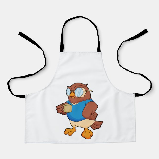 Owl with Coffee mug Apron (Front)