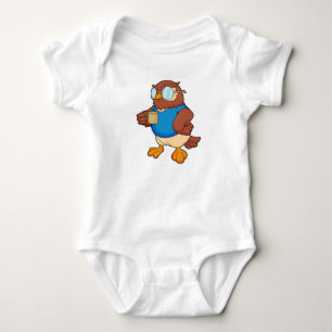 Owl with Coffee mug Baby Bodysuit