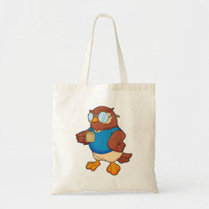 Owl with Coffee mug Tote Bag