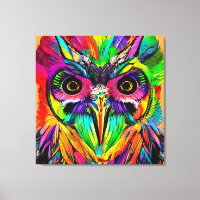 Owl with Colourful Feathers Quirky AI Art