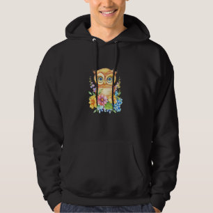 owl with flowers cute owls flying animal morning b hoodie