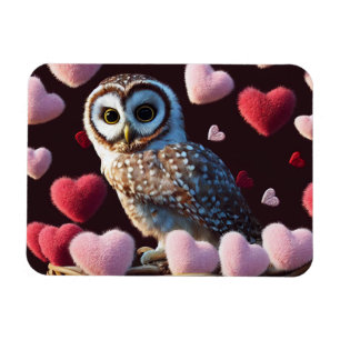 Owl with Fuzzy Hearts Magnet