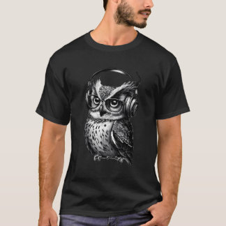 Owl With Glasses And Headphones Owl Lover T-Shirt