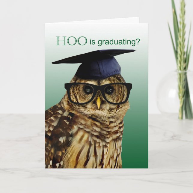 Owl With Glasses Grammar Graduation Card (Front)
