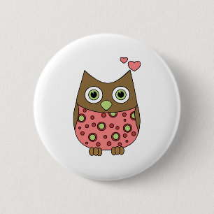 Owl WIth Love 2 Inch Round Button