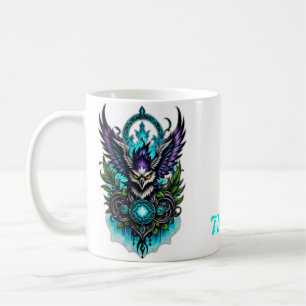 Owl with magical elements. coffee mug