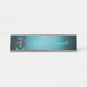 Owl with magical elements. desk name plate