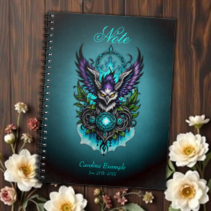 Owl with magical elements.  notebook