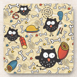 Owl with Meat Pattern Coaster