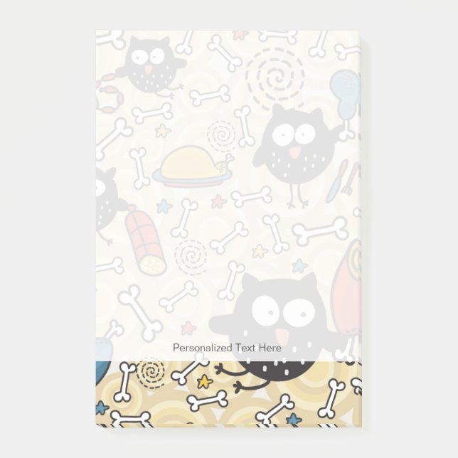 Owl with Meat Pattern Post-it Notes (Front)