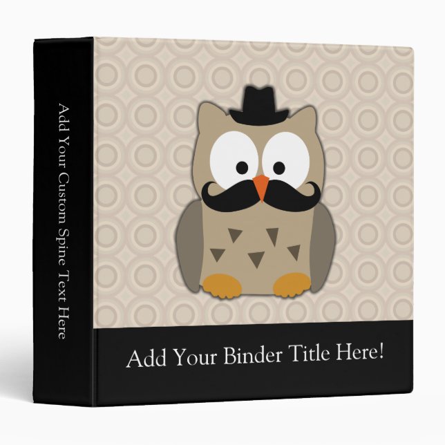 Owl with Moustache and Hat Binder (Front/Spine)