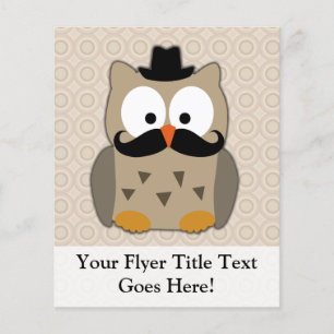 Owl with Moustache and Hat Flyer