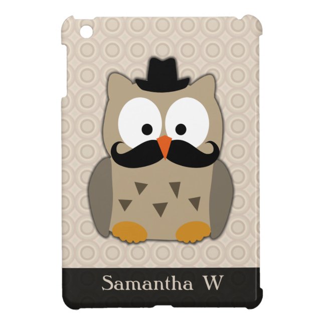 Owl with Moustache and Hat iPad Mini Case (Back)