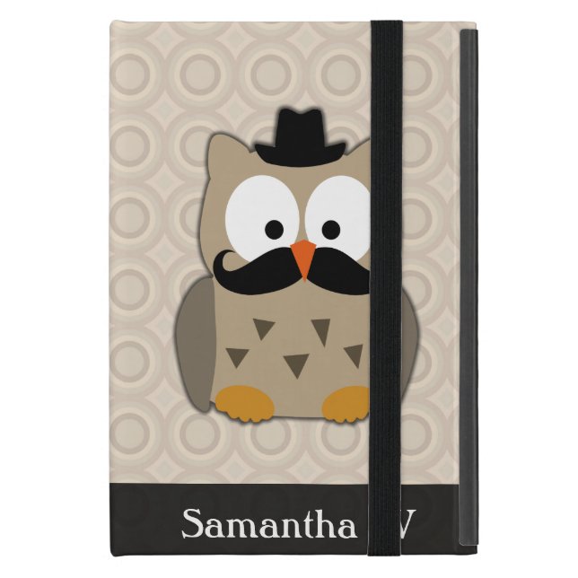 Owl with Moustache and Hat iPad Mini Cover (Front Closed)