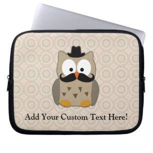 Owl with Moustache and Hat Laptop Sleeve