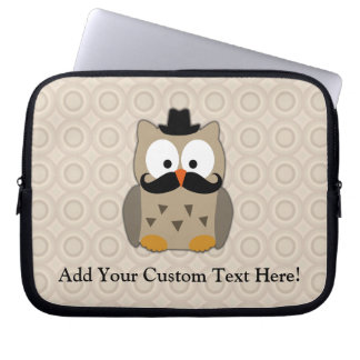 Owl with Moustache and Hat Laptop Sleeve