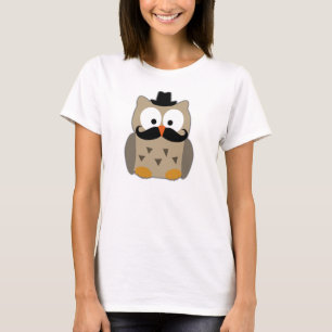 Owl with Moustache and Hat T-Shirt