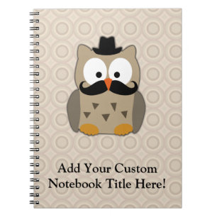 Owl with Mustache and Hat Notebook