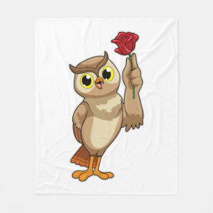 Owl with Rose Fleece Blanket