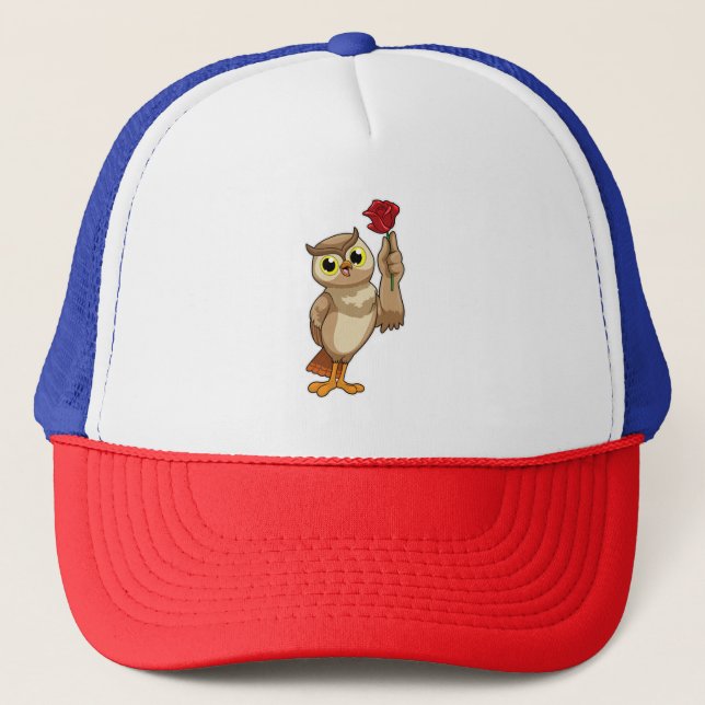 Owl with Rose Trucker Hat (Front)
