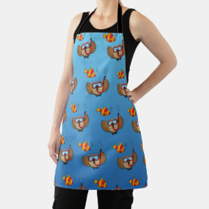 Owl with Snorkel Mask and Tropical Fish Apron