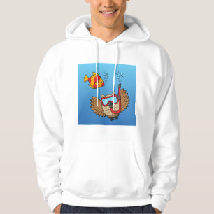 Owl with Snorkel Mask and Tropical Fish Hoodie