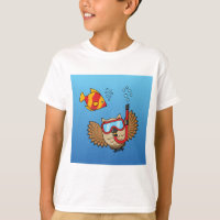 Owl with Snorkel Mask and Tropical Fish