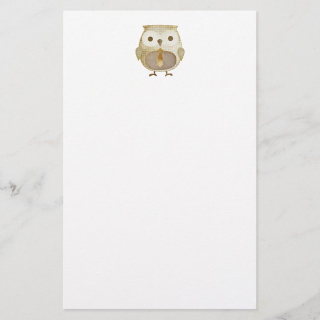 Owl With Tie Stationery (Front)