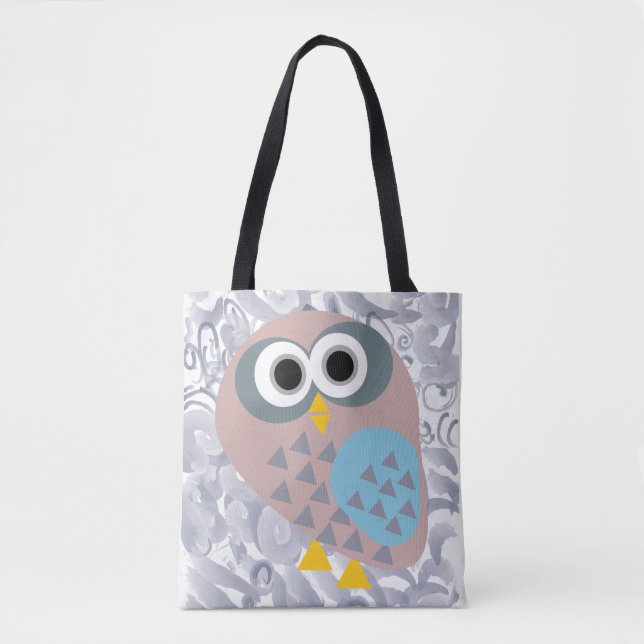 Owl with watercolor tote bag (Front)