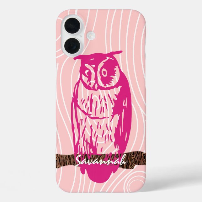 Owl Wood Grain Pattern Choose Your Colour Case-Mate iPhone Case (Back)