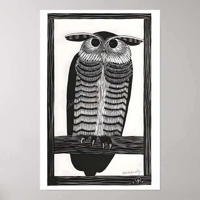 Owl Woodblock Print (Front)