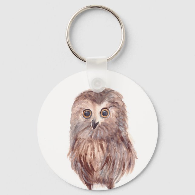 Owl woodland bird keychain (Front)