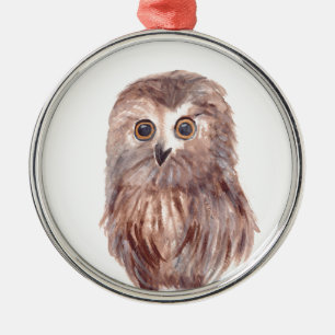 Owl woodland bird metal ornament