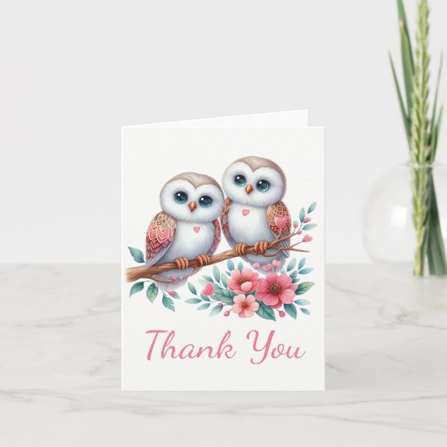 Owl Woodland Boho Rustic Country Thank You Wedding (Front)
