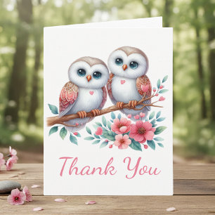 Owl Woodland Boho Rustic Country Thank You Wedding Card