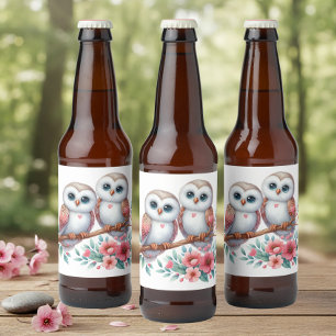 Owl Woodland Boho Rustic Country Wedding Beer Bottle Label