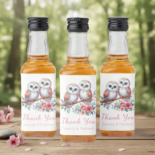 Owl Woodland Boho Rustic thank You Country Wedding Liquor Bottle Label