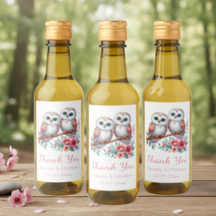 Owl Woodland Boho Rustic thank You Country Wedding Wine Label