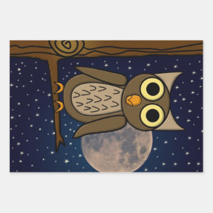owl  wrapping paper sheet