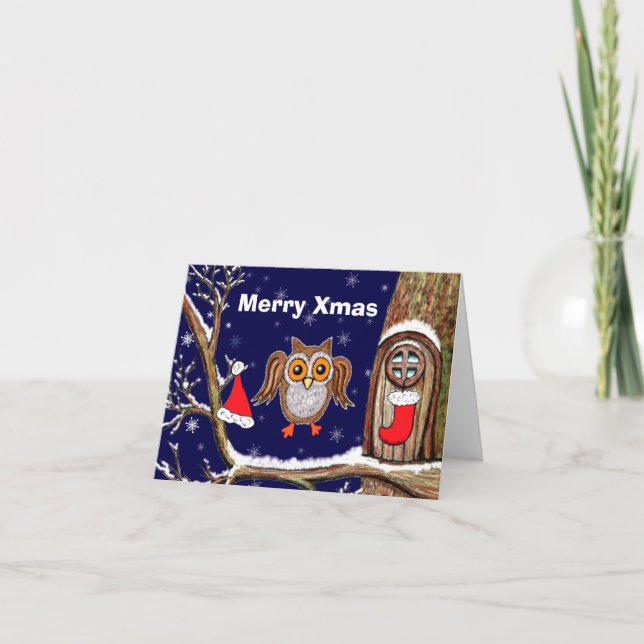 Owl Xmas Holiday Card (Front)