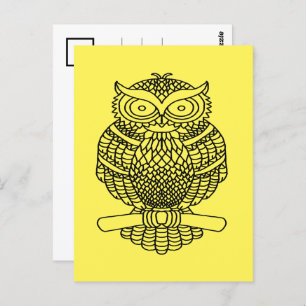 Owl (yellow) - Postcard