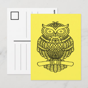 Owl (yellow) - Postcard